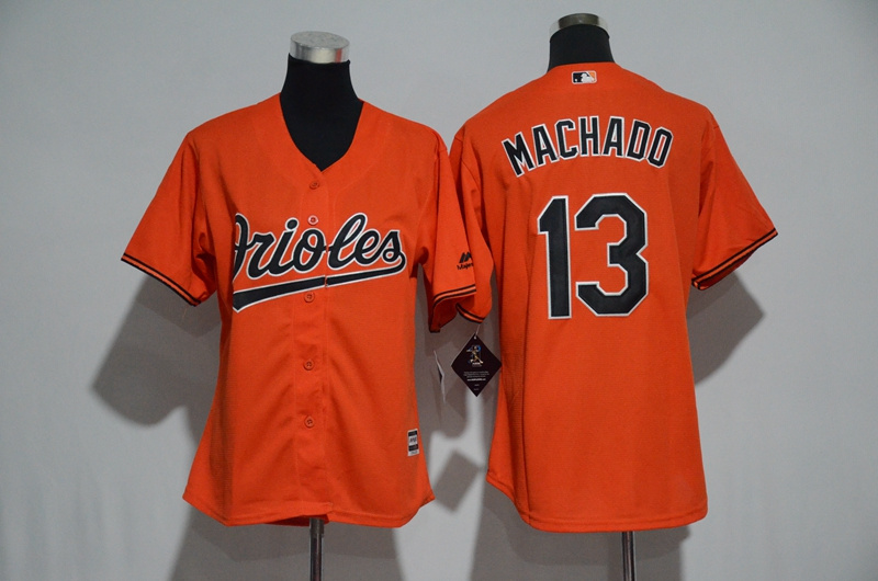 Women's Baltimore Orioles #13 Manny Machado Majestic Orange Alternate Cool Base Player Stitched MLB Jersey