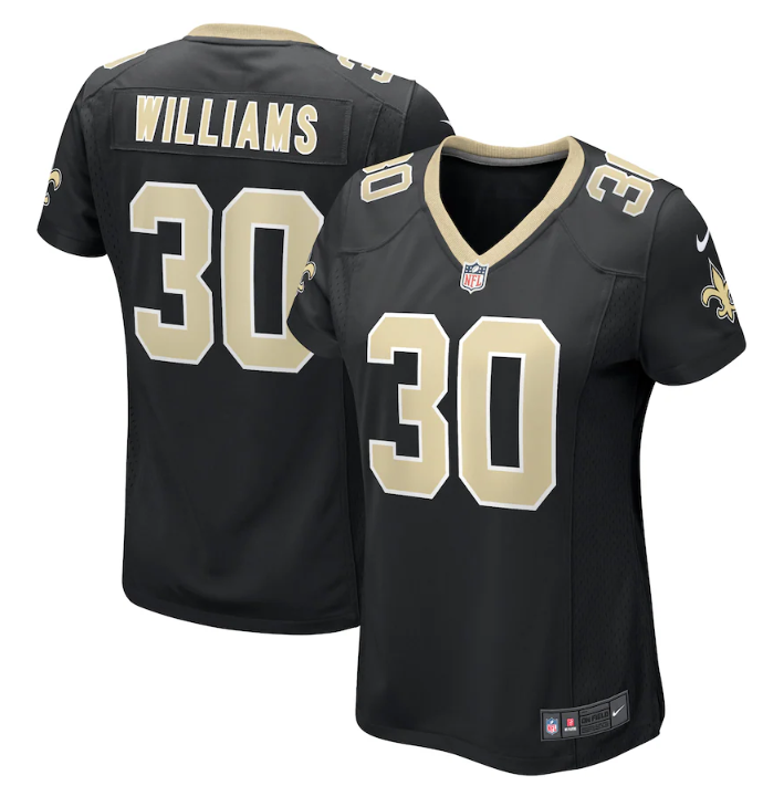 Women's New Orleans Saints #30 Jamaal Williams Black Stitched Game Jersey(Run Small)