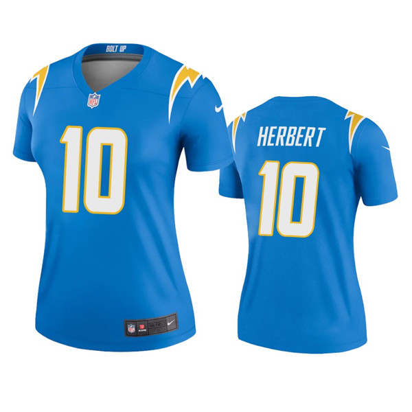 Women's Los Angeles Chargers #10 Justin Herbert New Blue Vapor Untouchable Limited Stitched Jersey
