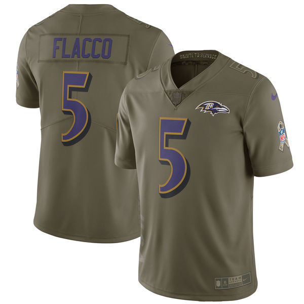 Youth Nike Baltimore Ravens #5 Joe Flacco Olive Salute to Service Limited Stitched NFL Jersey
