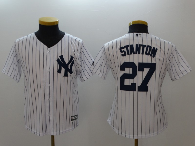 Youth New York Yankees #27 Giancarlo Stanton White Cool Base Stitched MLB Jersey