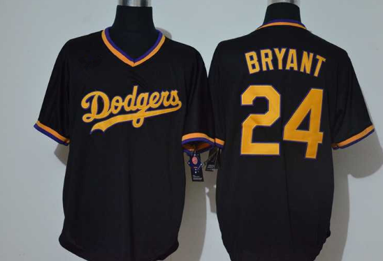 Youth Los Angeles Dodgers #24 Kobe Bryant Black Throwback Cool Base Stitched Jersey