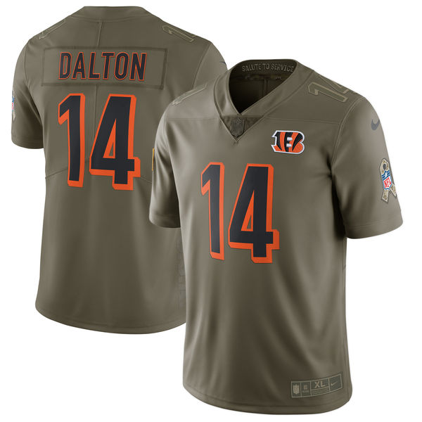 Youth Nike Cincinnati Bengals #14 Andy Dalton Olive Salute To Service Limited Stitched NFL Jersey