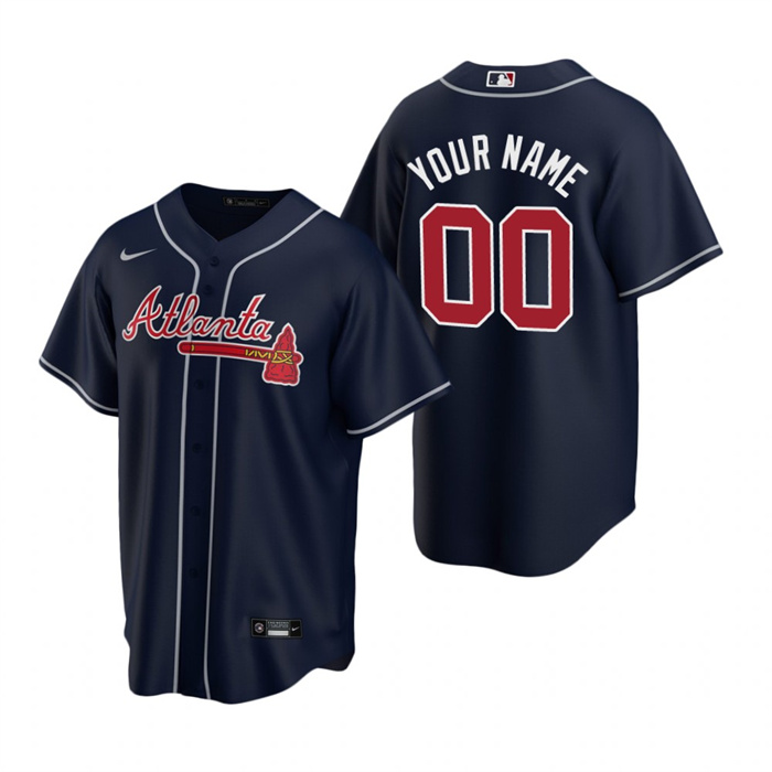 Youth Atlanta Braves Active Player Custom Navy Cool Base Stitched Baseball Jersey