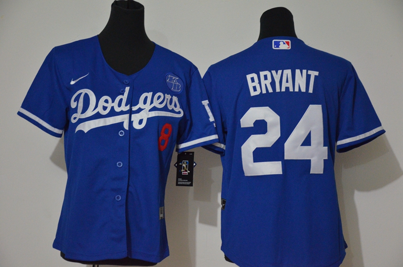 Youth Los Angeles Dodgers Front #8 Back #24 Kobe Bryant Blue With KB Patch Cool Base Stitched MLB Jersey