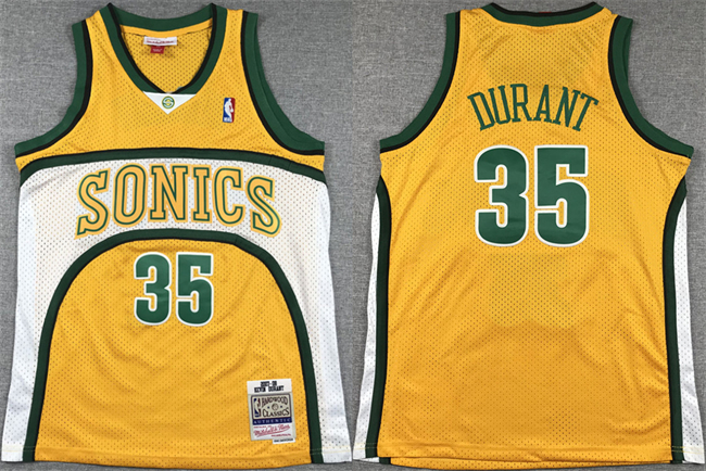 Youth Oklahoma City Thunder #35 Kevin Durant Yellow Stitched Basketball Jersey