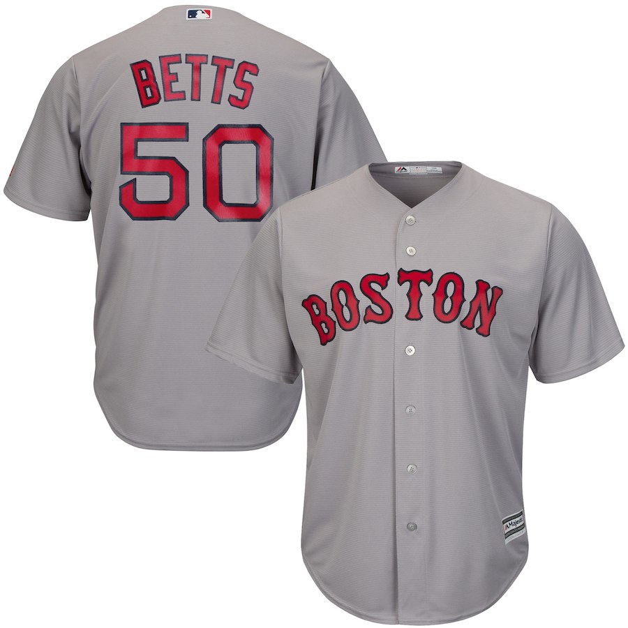 Youth Boston Red Sox #50 Mookie Betts Majestic Gray Cool Base Player Stitched MLB Jersey