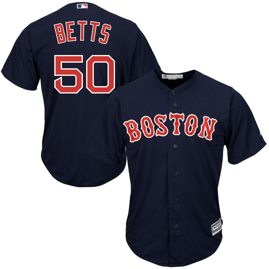 Youth Boston Red Sox #50 Mookie Betts Majestic Navy Cool Base Player Stitched MLB Jersey
