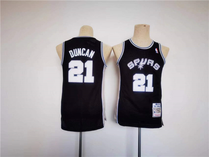 Youth Spurs #21 Tim Duncan Black Stitched Jersey