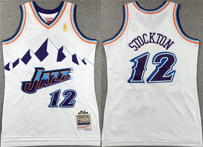 Youth Utah Jazz #12 John Stockton White Stitched Basketball Jersey
