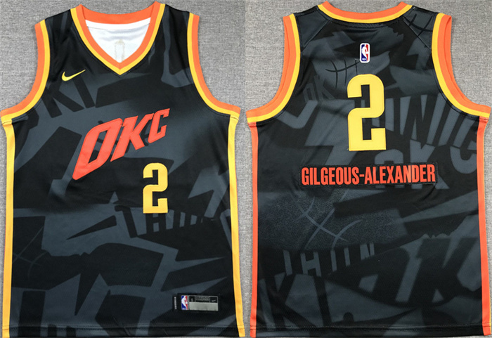 Youth Oklahoma City Thunder #2 Shai Gilgeous-Alexander Black 2023/24 City Edition Stitched Basketball Jersey