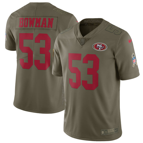 Youth Nike San Francisco 49ers #53 NaVorro Bowman Olive Salute To Service Limited Stitched NFL Jersey