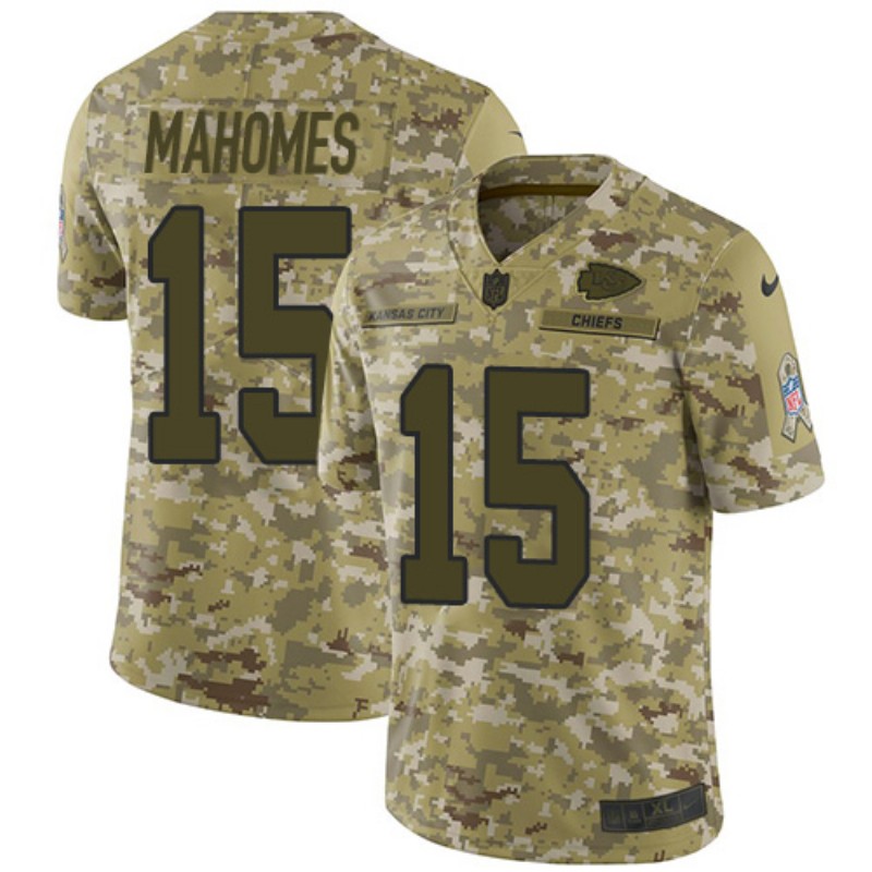 Youth Kansas City Chiefs #15 Patrick Mahomes 2018 Camo Salute to Service Limited Stitched NFL Jersey