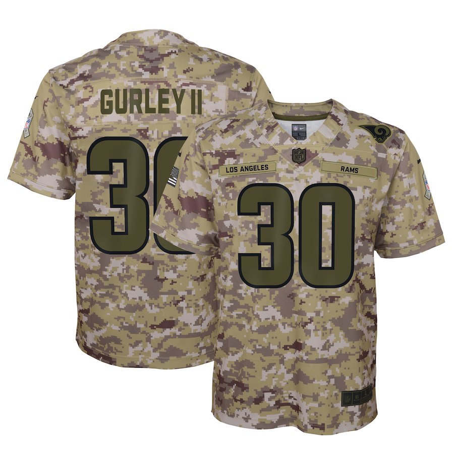Youth Los Angeles Rams #30 Todd Gurley 2018 Camo Salute to Service Limited Stitched NFL Jersey