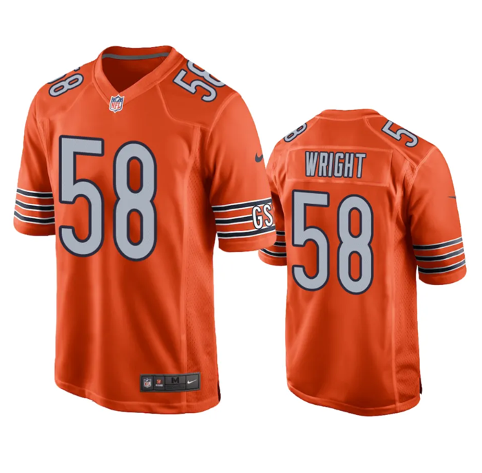 Youth Chicago Bears #58 Darnell Wright Orange 2023 Draft Stitched Football Game Jersey