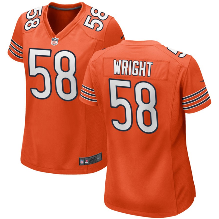 Women's Chicago Bears #58 Darnell Wright Orange 2023 Draft Stitched Game Jersey(Run Small)