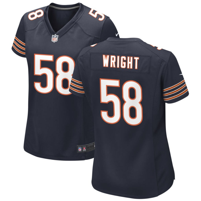 Women's Chicago Bears #58 Darnell Wright Navy 2023 Draft Stitched Game Jersey(Run Small)