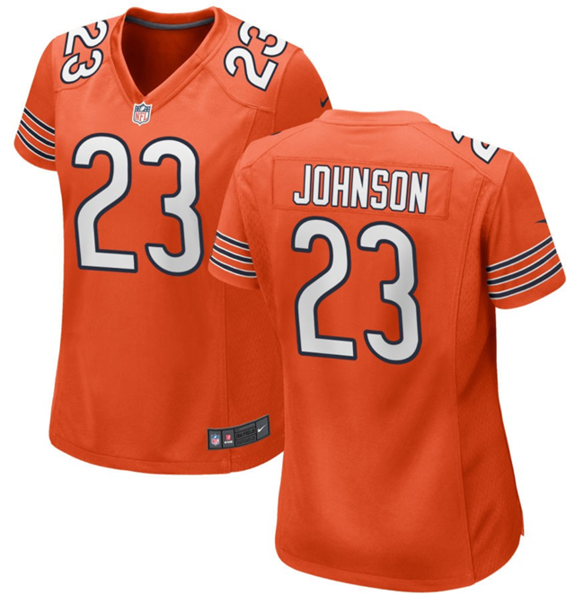 Women's Chicago Bears #23 Roschon Johnson Orange Stitched Game Jersey(Run Small)