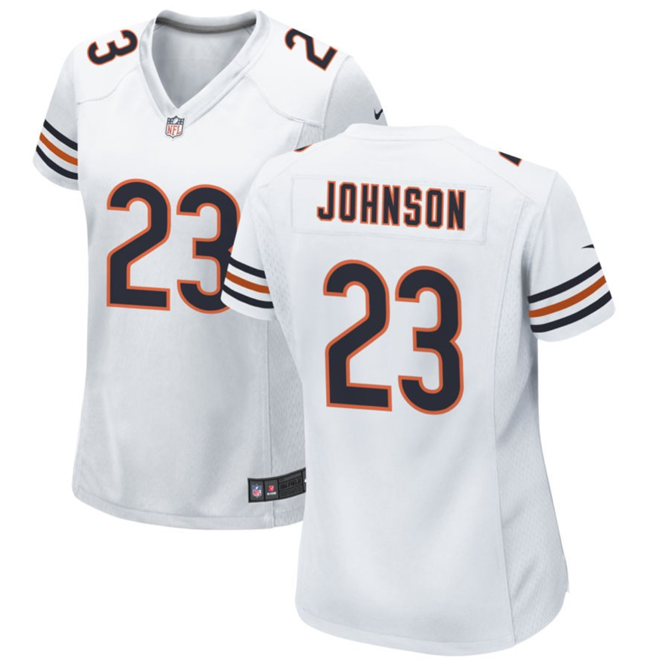 Women's Chicago Bears #23 Roschon Johnson White Stitched Game Jersey(Run Small)