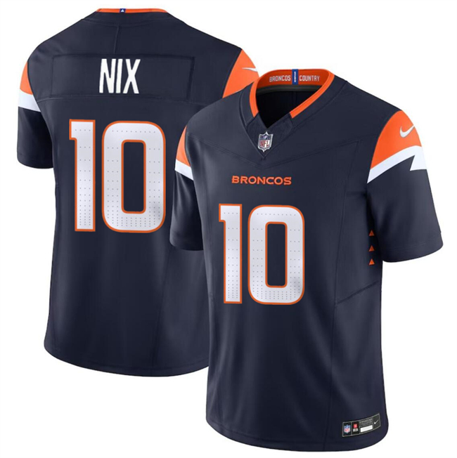 Youth Denver Broncos #10 Bo Nix Navy 2024 Draft F.U.S.E Alternate Vapor Untouchable Limited Stitched Jersey