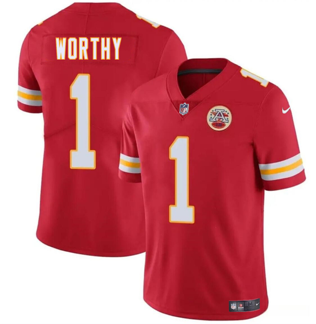 Youth Kansas City Chiefs #1 Xavier Worthy Red 2024 Draft Vapor Untouchable Limited Stitched Jersey