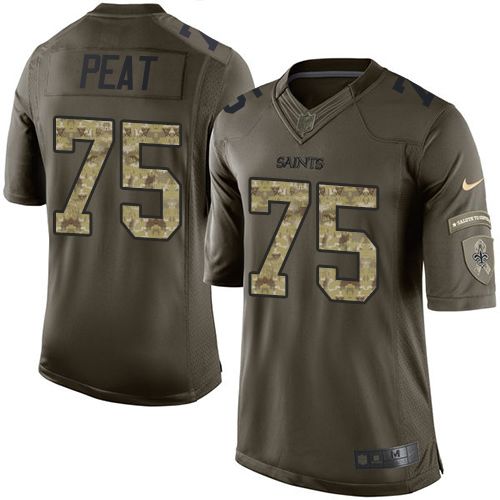 Nike Saints #75 Andrus Peat Green Youth Stitched NFL Limited Salute to Service Jersey
