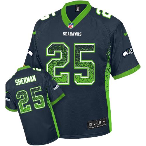 Nike Seahawks #25 Richard Sherman Steel Blue Team Color Youth Stitched NFL Elite Drift Fashion Jersey
