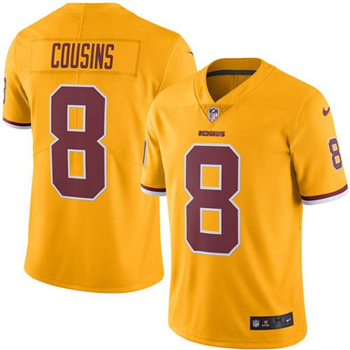 Nike Redskins #8 Kirk Cousins Gold Youth Stitched NFL Limited Rush Jersey