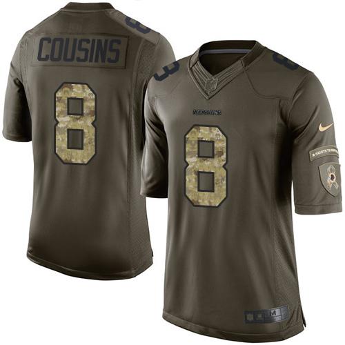 Nike Redskins #8 Kirk Cousins Green Youth Stitched NFL Limited Salute to Service Jersey