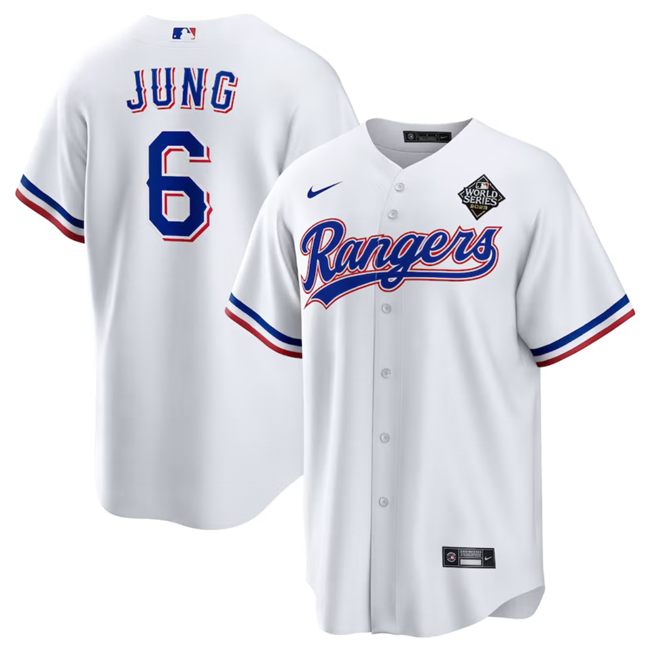 Youth Texas Rangers #6 Josh Jung White 2023 World Series Stitched Baseball Jersey