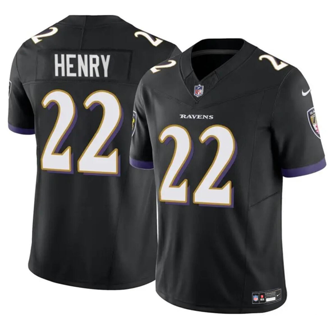 Youth Baltimore Ravens #22 Derrick Henry Black 2023 F.U.S.E. Stitched Jersey