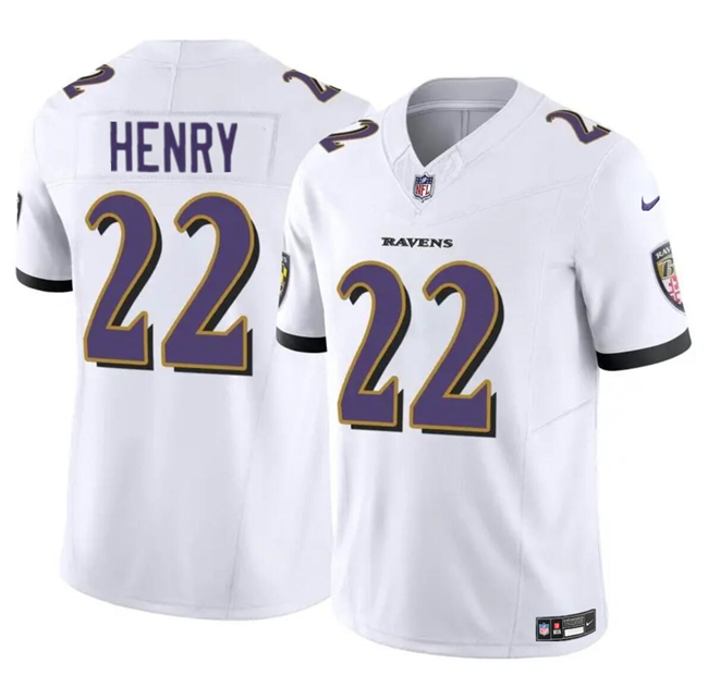Youth Baltimore Ravens #22 Derrick Henry White 2023 F.U.S.E. Stitched Jersey