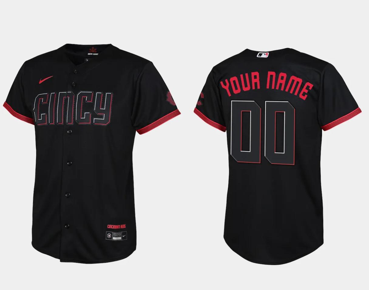 Youth Cincinnati Reds Active Player Custom Black 2023 City Connect Flex Base Stitched Baseball Jersey