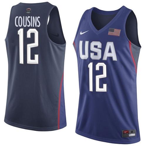 Nike Team USA #12 DeMarcus Cousins Navy Blue 2016 Dream Team Game Youth NBA Jersey