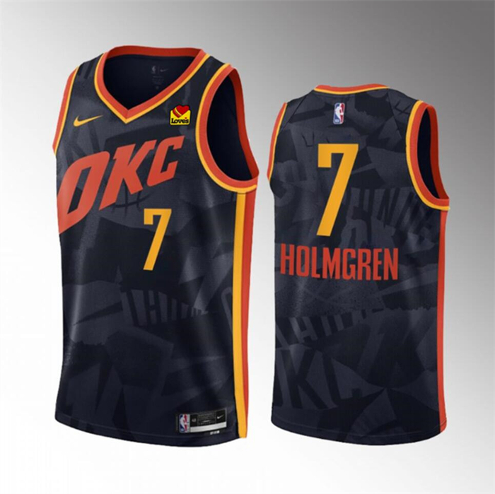 Youth Oklahoma City Thunder #7 Chet Holmgren Black 2023/24 City Edition Stitched Basketball Jersey