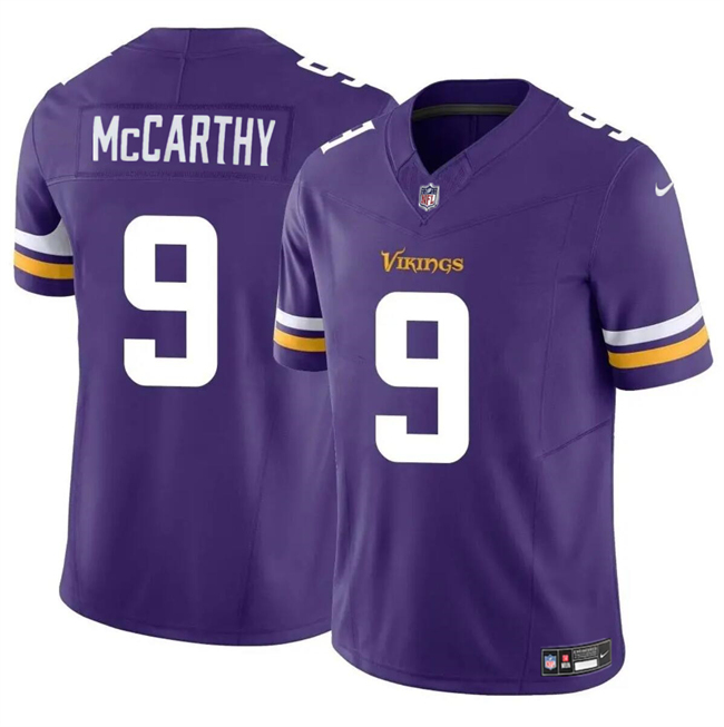 Youth Minnesota Vikings #9 J.J. McCarthy Purple 2024 Draft F.U.S.E. Vapor Untouchable Limited Stitched Jersey