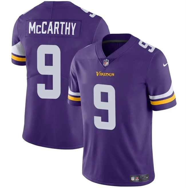 Youth Minnesota Vikings #9 J.J. McCarthy Purple 2024 Draft Vapor Untouchable Limited Stitched Jersey
