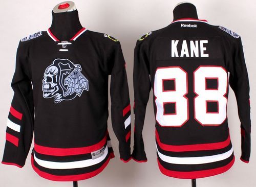 Blackhawks #88 Patrick Kane Black(White Skull) 2014 Stadium Series Stitched Youth NHL Jersey
