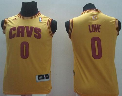 Revolution 30 Cavaliers #0 Kevin Love Gold Stitched Youth NBA Jersey