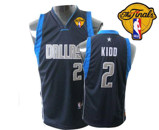 Mavericks 2011 Finals Patch #2 Jason Kidd Dark Blue Stitched Youth NBA Jersey