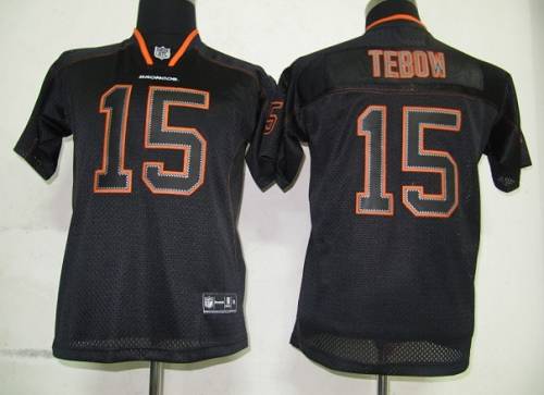 Broncos #15 Tim Tebow Lights Out Black Stitched Youth NFL Jersey