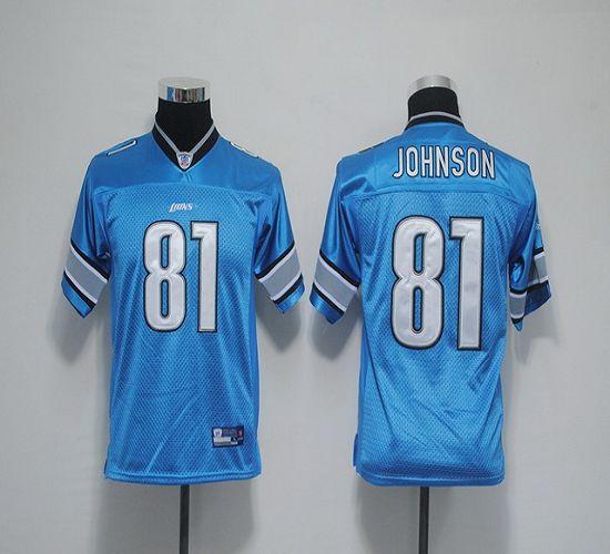 Lions #81 Calvin Johnson Blue EStitched Youth NFL Jersey