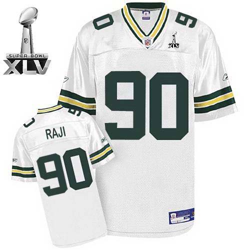Packers #90 B.J.Raji White Super Bowl XLV Stitched Youth NFL Jersey