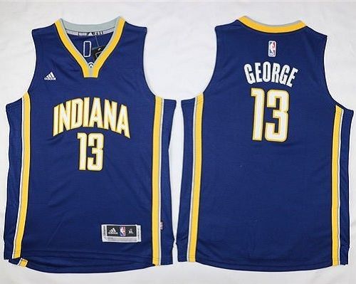 Pacers #13 Paul George Navy Blue Youth Stitched NBA Jersey