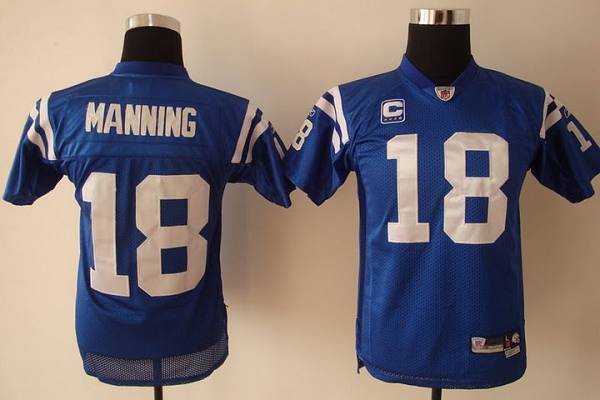 Colts #18 Peyton Manning Blue Stitched Youth NFL Jersey