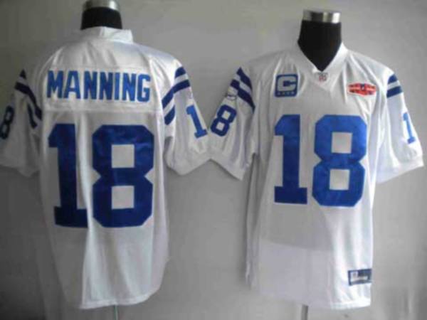 Colts #18 Peyton Manning White With Super Bowl Patch Stitched Youth NFL Jersey
