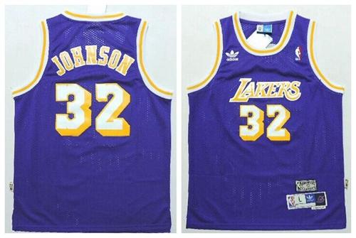 Lakers #32 Magic Johnson Purple Throwback Stitched Youth NBA Jersey