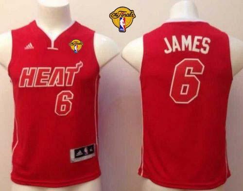 Heat Finals Patch #6 LeBron James Red Pride Swingman Stitched Youth NBA Jersey