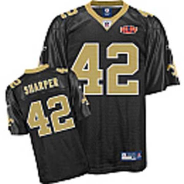 Saints #42 Darren Sharper Black With Super Bowl Patch Stitched Youth NFL Jersey