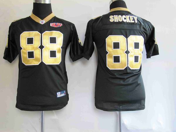 Saints #88 Jeremy Shockey Black With Super Bowl Patch Stitched Youth NFL Jersey